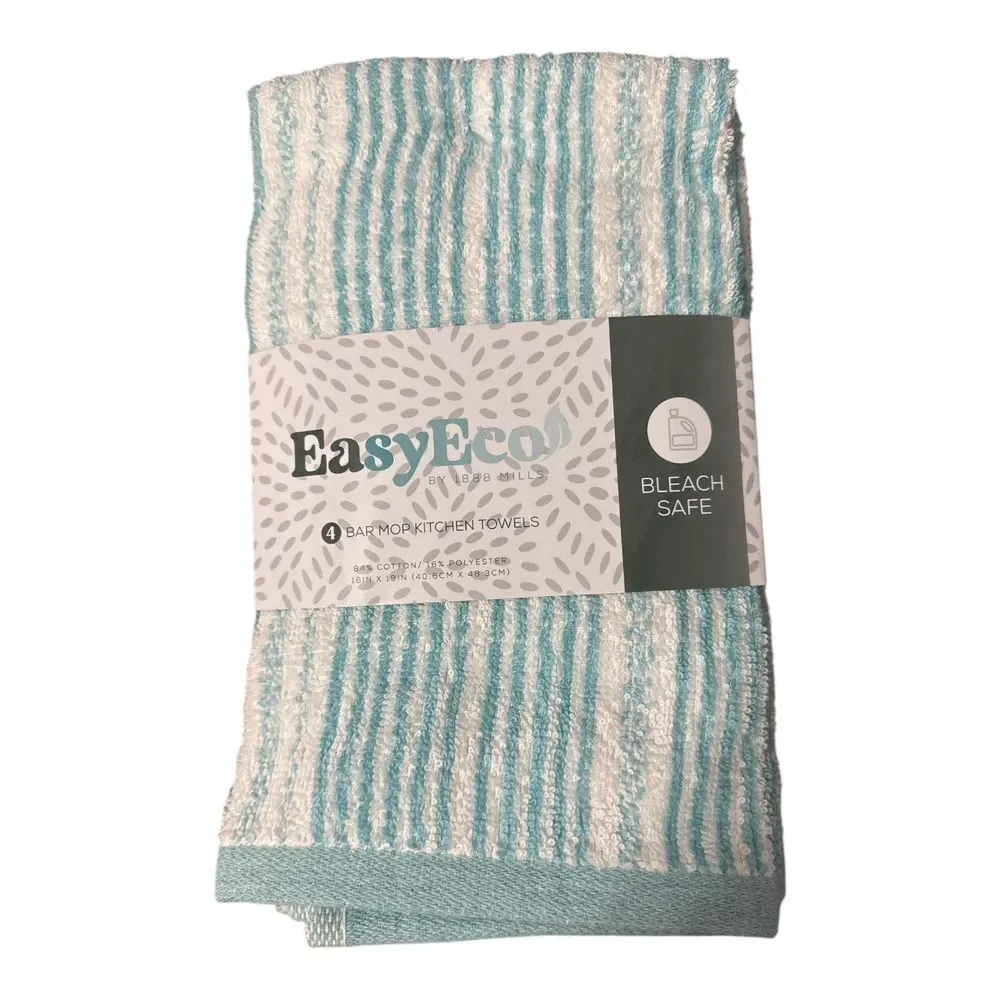EasyEco Scrubber Dish‎ Cloths & Bar Mop Kitchen Towels Set Aqua Bleach Safe
